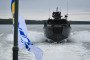 A Ukrainian Navy CB90 assault boat maneuvers at high speed during trials on open water. (Source: Ukrainian Navy)