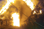 The Sadiba Nyushanik bird rehabilitation center burns following an overnight Russian attack on the Kyiv region. (Source: Iryna Snopko)