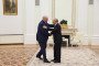 Russian leader Vladimir Putin welcomes Belarusian leader Alexander Lukashenko during a meeting at the Kremlin in Moscow on May 8, 2026. (Source: Getty Images)