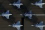 Multiple Saab JAS 39 Gripen fighter jets stand parked on the ground. (Source: Ukrainian President Volodymyr Zelenskyy)