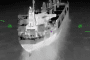Russian shadow fleet tanker moments before being hit by a Ukrainain long-range drone in the Black Sea, July 17, 2026.
