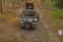 Russian BM-21 Grad missile launcher moments before a Ukrainian drone strike, August 2026.