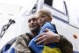 A Ukrainian soldier released during the second phase of the 1,000-for-1,000 prisoner exchange embraces his son in Chernihiv region, May 24, 2025. Illustrative photo. (Source: Getty Images)