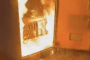 A railway control cabinet burns during an operation by the ATESH partisan movement along the Donetsk–Melitopol railway line. (Source: ATESH)