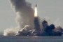 A Russian Bulava (R-30) submarine-launched ballistic missile is fired from a submerged strategic submarine.