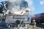 Firefighters inspect the damaged locomotive of a passenger train after a Russian drone strike in Odesa region on August 13, 2026. (Source: Odesa Regional Military Administration head Oleh Kiper)