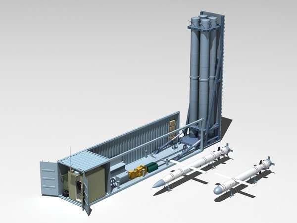 Cutaway view of the Club-K vertical launch module with four missiles and internal control systems. (Source: Russian media) Cutaway view of the Club-K vertical launch module with four missiles and internal control systems. (Source: Russian media)