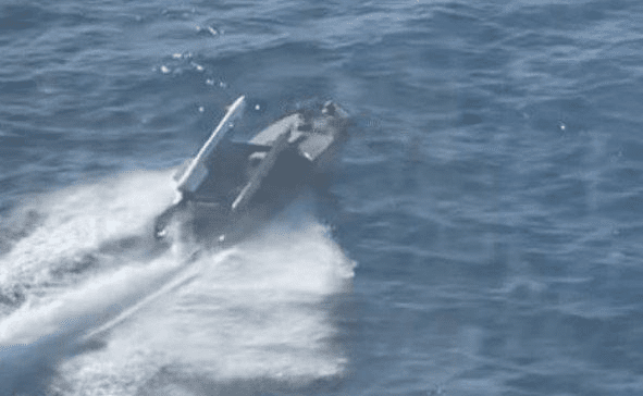 A Magura sea drone equipped with an R-73 missile launcher was documented on May 6, 2024. (Source: Russian Telegram channel) A Magura sea drone equipped with an R-73 missile launcher was documented on May 6, 2024. (Source: Russian Telegram channel)