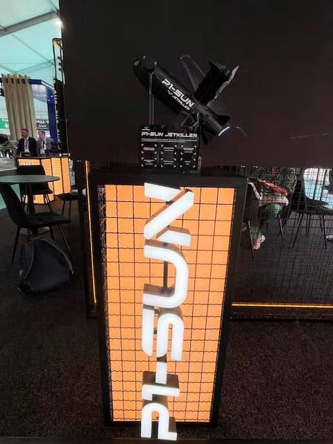 A display model of the P1-SUN Jetkiller interceptor drone at the Farnborough International Airshow in the United Kingdom. (Source: Andrii Smolii) A display model of the P1-SUN Jetkiller interceptor drone at the Farnborough International Airshow in the United Kingdom. (Source: Andrii Smolii)
